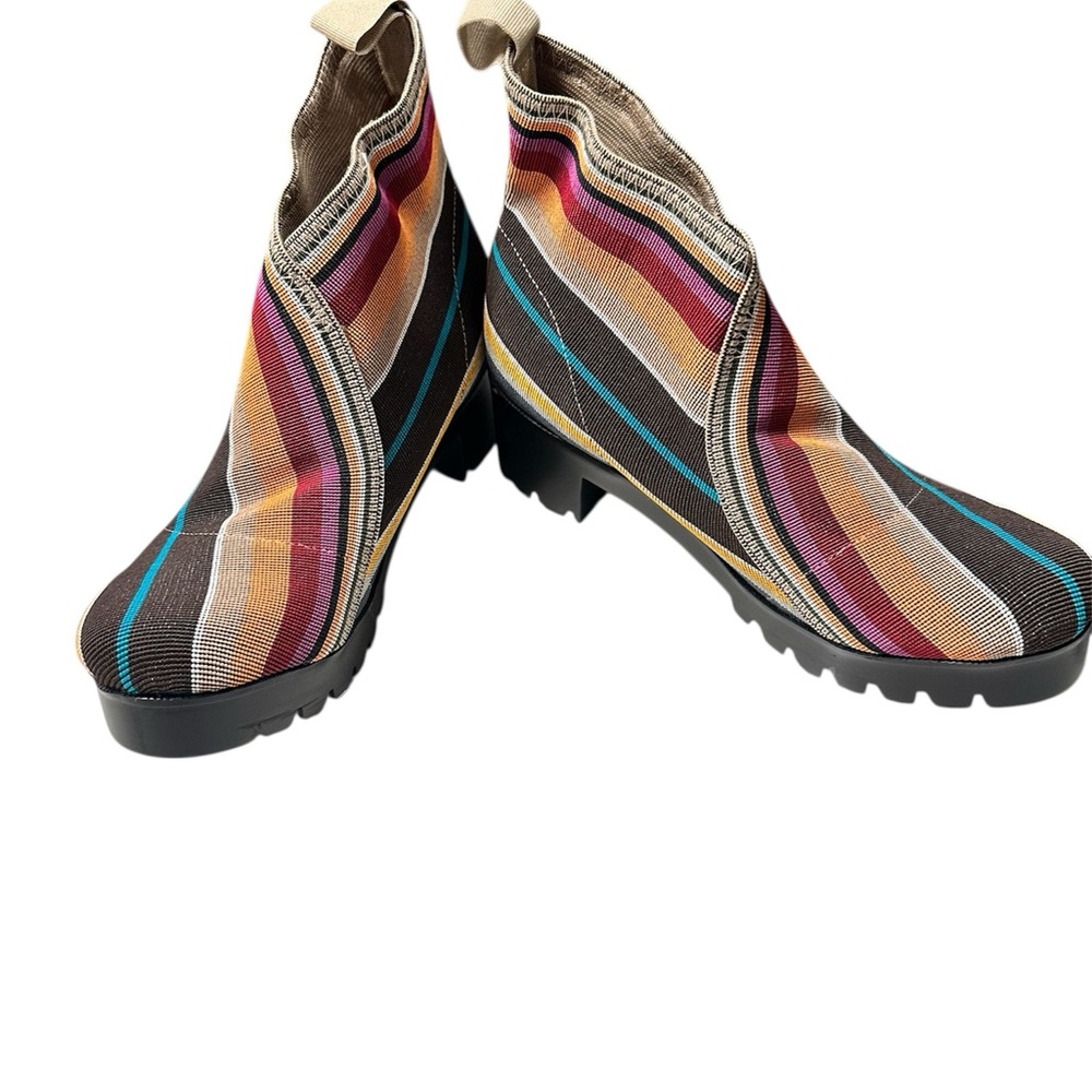 Mexican made Striped Multicolor Mesh Ankle Boots Size 8